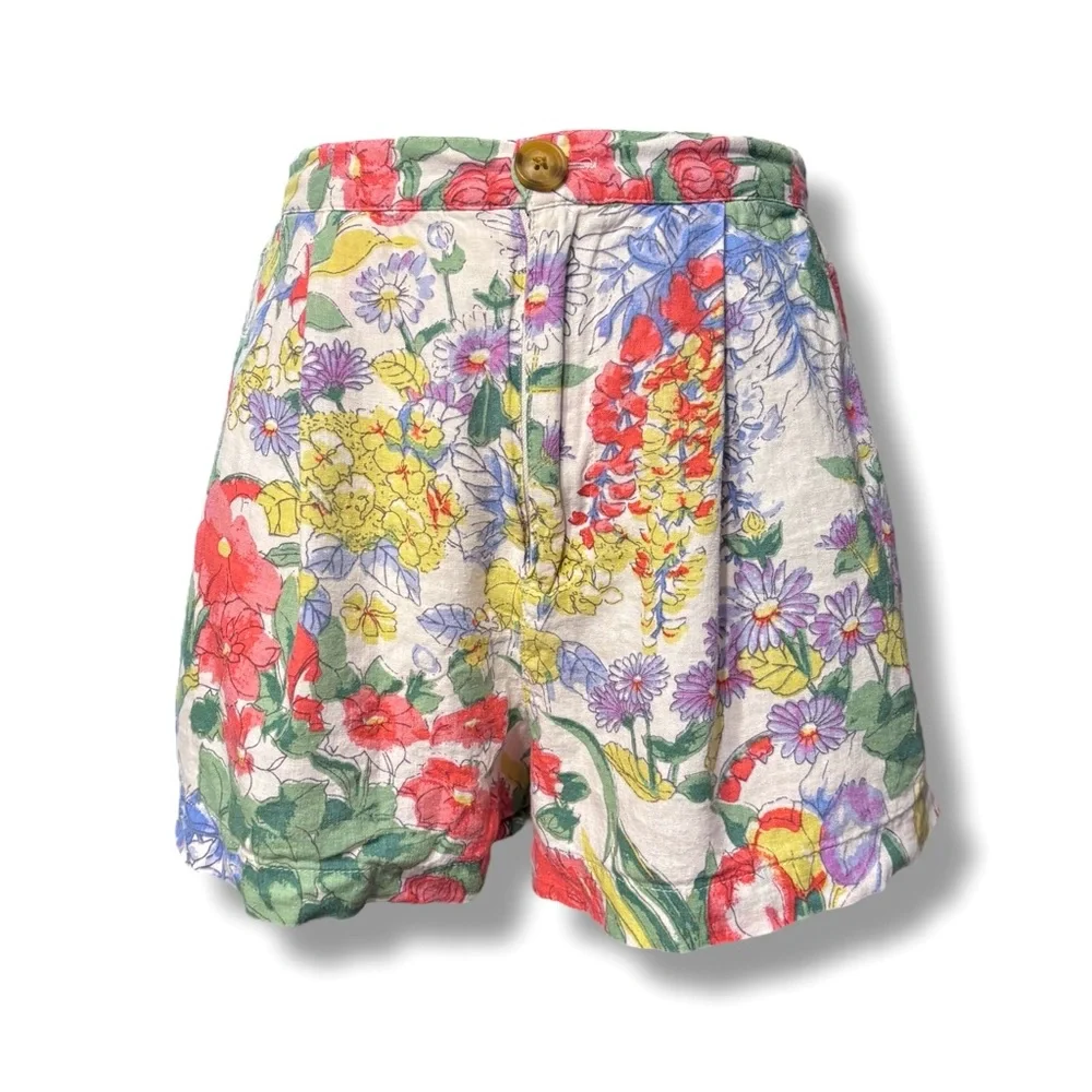 URBAN OUTFITTERS Judy Linen High Waist Floral Shorts